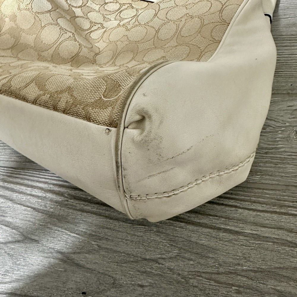 Coach Lexy Hobo Bag Signature Jacquard Fabric & Leather F57612 Chalk White Khaki - Picture 5 of 11